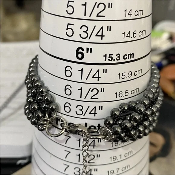 Hanmdade Bracelet Red Blue Enamel Hematite Beads Lapis Lazuli Stone 7" to 8" - Picture 14 of 14